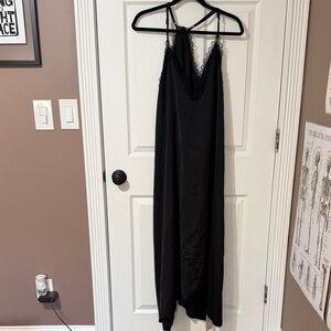 Black Lace-Trim Slip Dress